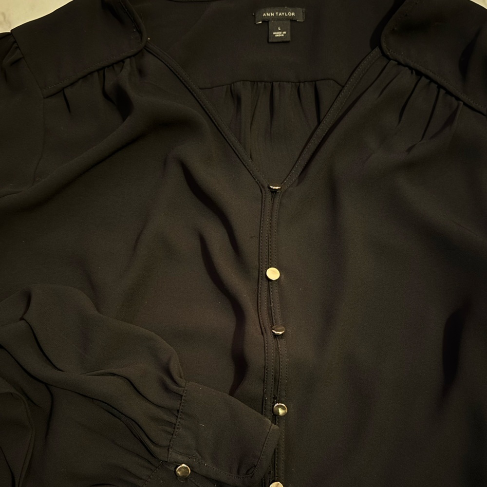 Ann Taylor Charcoal Blouse